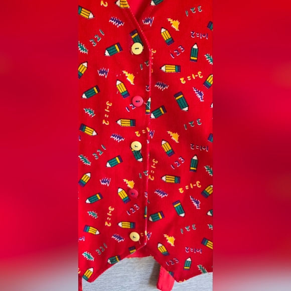 Red Patterned Math Womens Vest - Picture 3 of 4